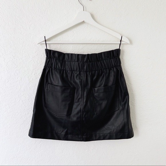 Zara Black Faux Leather Mini Skirt Sz L - Picture 7 of 8
